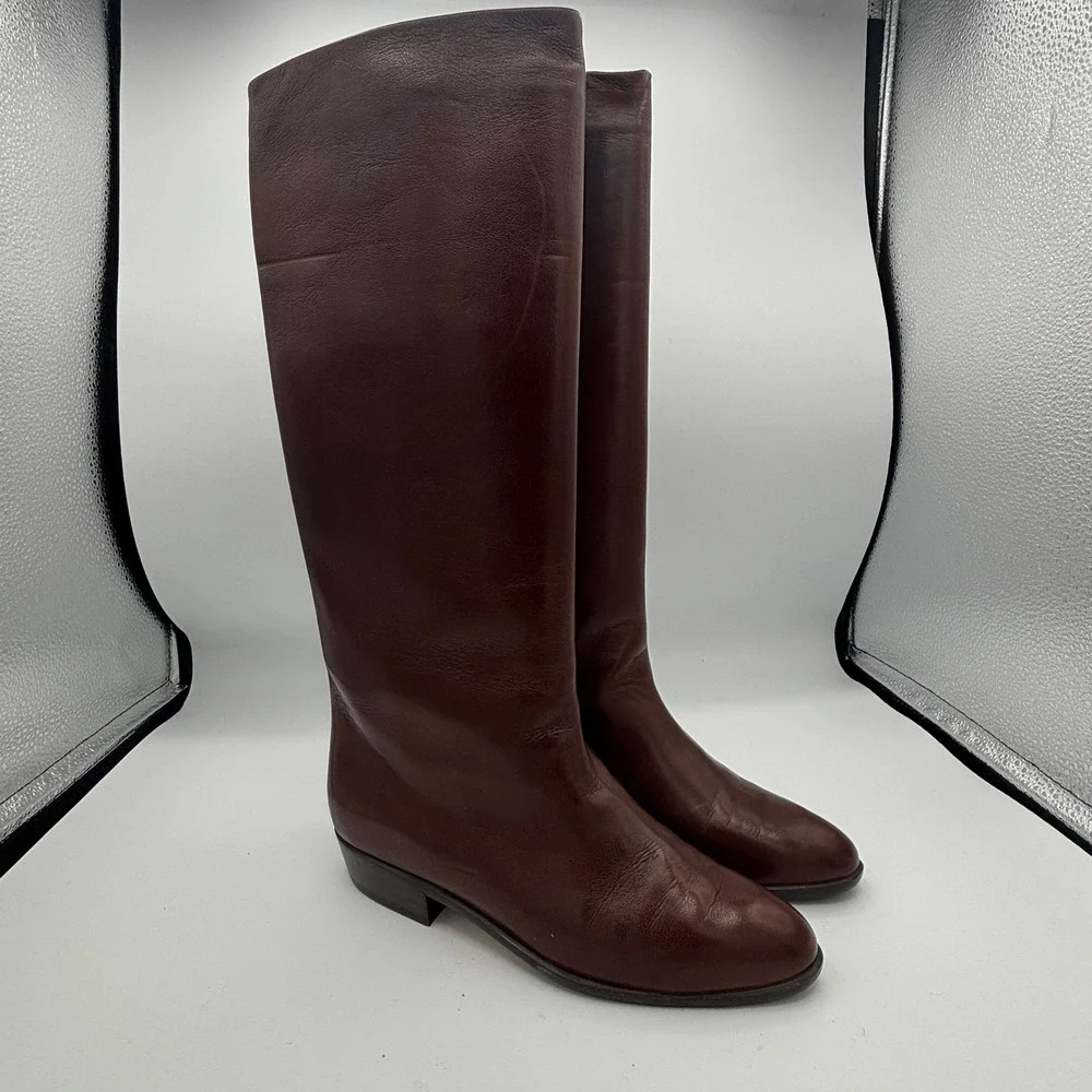 Vtg Cole Haan Riding Boots Women Sz 6.5 AA Brown Leather Tall Equestrian Italy - Picture 2 of 13